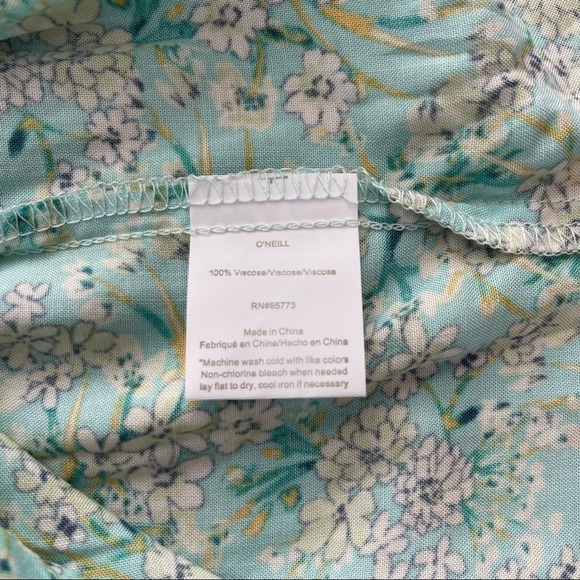 𝅺new O'Neill Aqua Floral Ruffled Hem Byron Ditsy Midi Dress US M - Picture 6 of 7